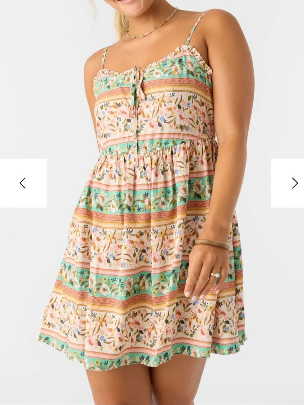 Oneill Delena Floral  Spaghetti Strap Tapioca Sundress in Mint and Peach L